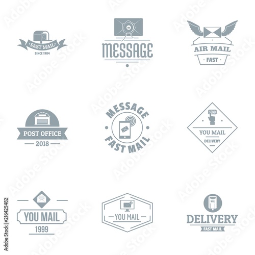 Mail shop logo set. Simple set of 9 mail shop vector logo for web isolated on white background