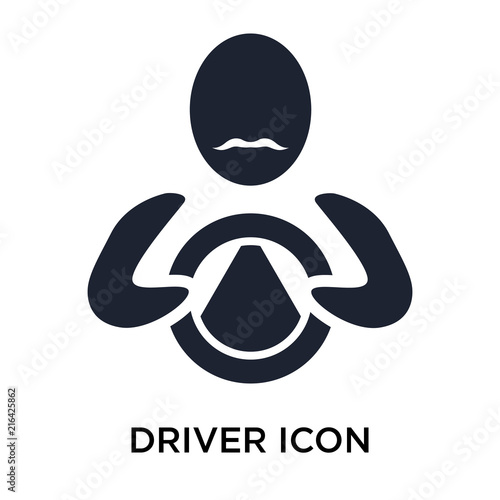 Fototapeta Naklejka Na Ścianę i Meble -  Driver icon vector sign and symbol isolated on white background, Driver logo concept