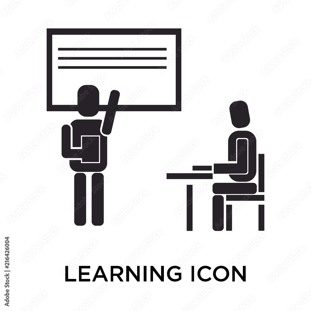 Learning icon vector sign and symbol isolated on white background, Learning logo concept Learning icon vector sign and symbol isolated on white background, Learning logo concept