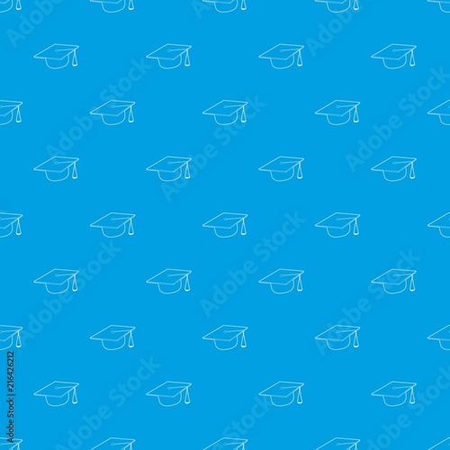Hat student pattern vector seamless blue repeat for any use