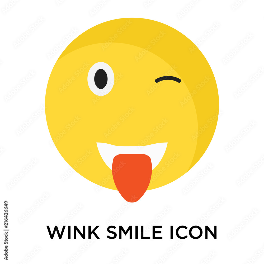 Fototapeta premium Wink smile icon vector sign and symbol isolated on white background, Wink smile logo concept