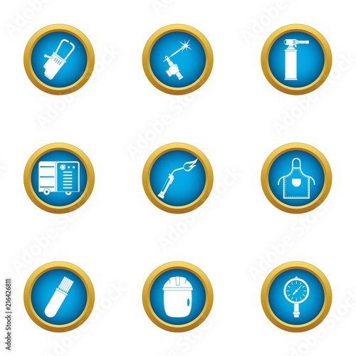 Working with gas icons set. Flat set of 9 working with gas vector icons for web isolated on white background