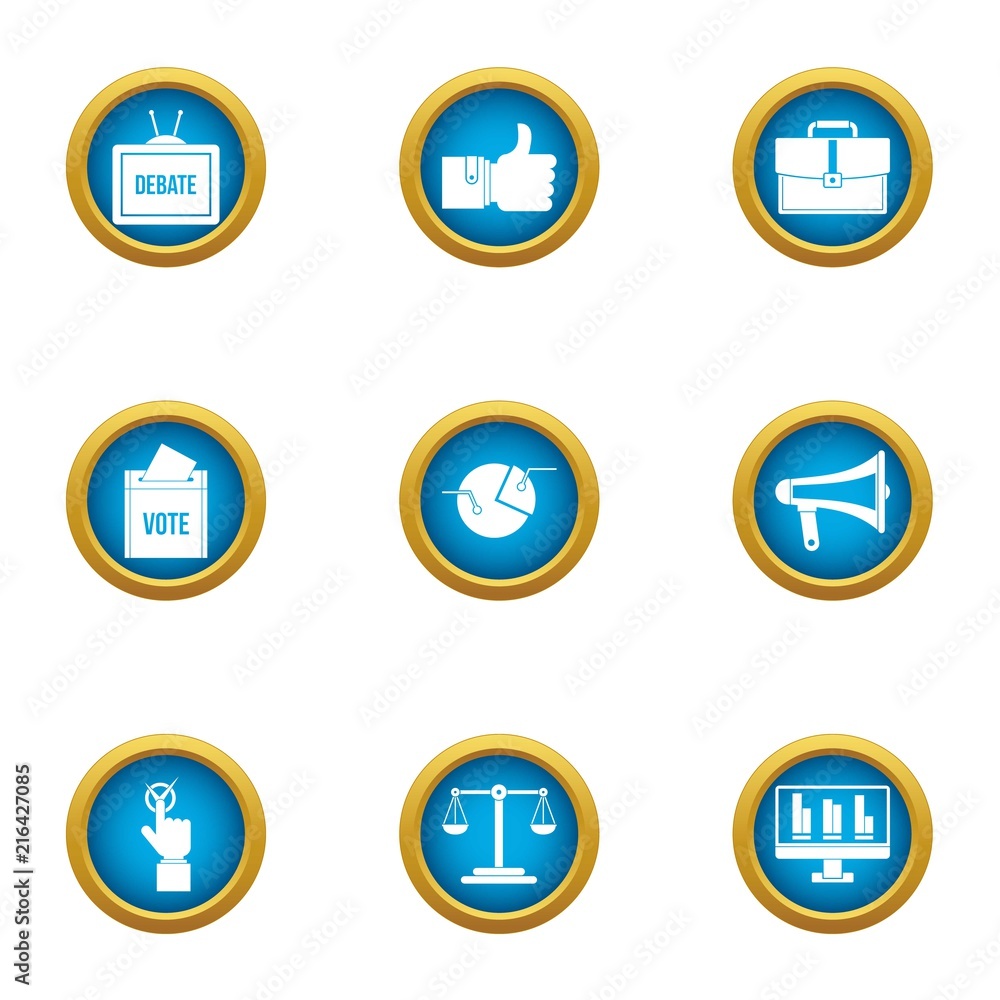Electorate icons set. Flat set of 9 electorate vector icons for web isolated on white background