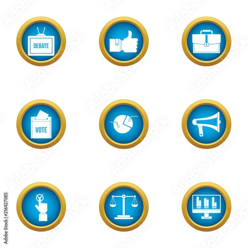 Electorate icons set. Flat set of 9 electorate vector icons for web isolated on white background photo