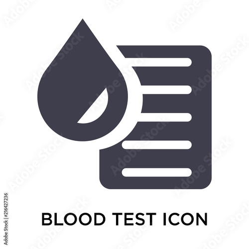 Blood test icon vector sign and symbol isolated on white background, Blood test logo concept