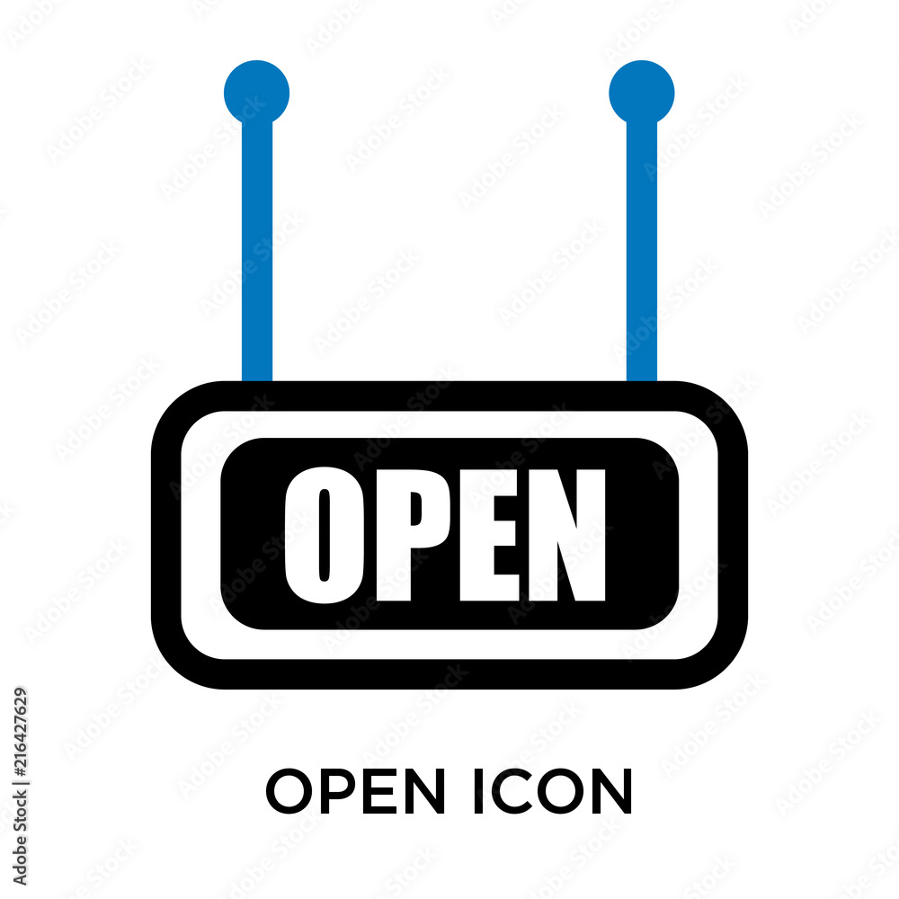 Open icon vector sign and symbol isolated on white background, Open logo concept