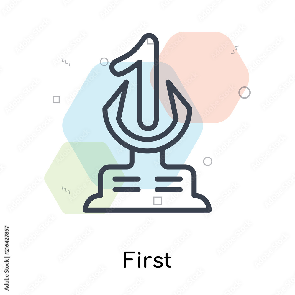 First icon vector sign and symbol isolated on white background, First logo concept First icon vector sign and symbol isolated on white background, First logo concept