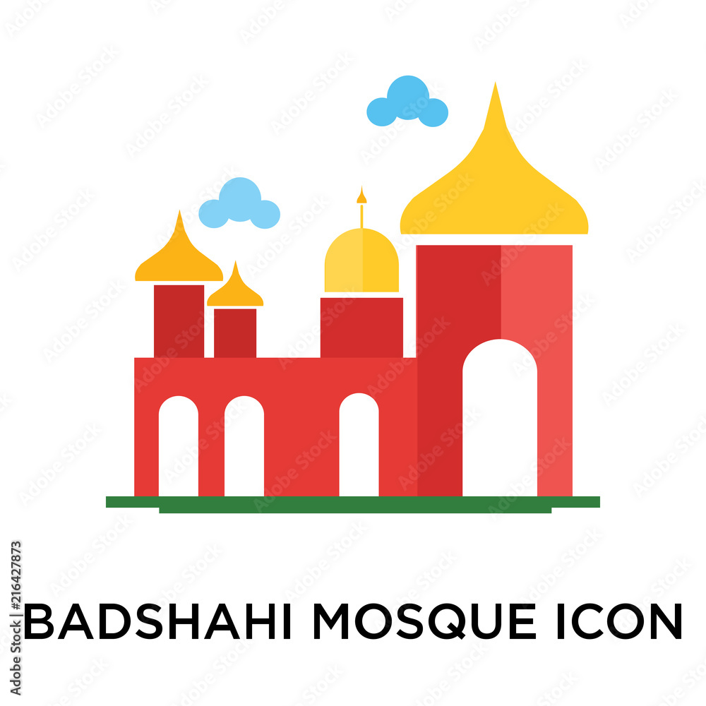 Badshahi mosque icon vector sign and symbol isolated on white background, Badshahi mosque logo concept