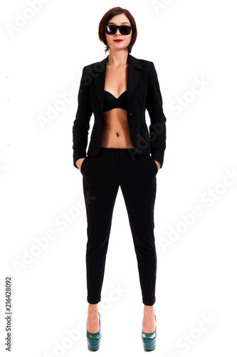 Woman in a black suit