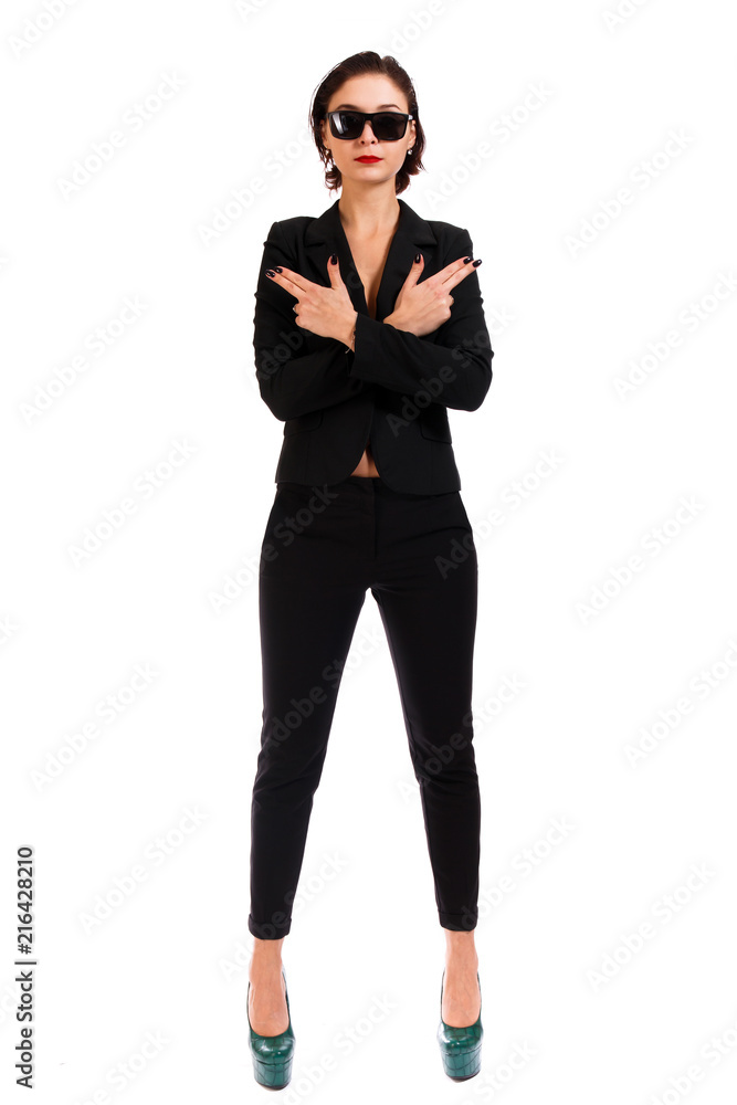 Fototapeta premium Woman in a black suit