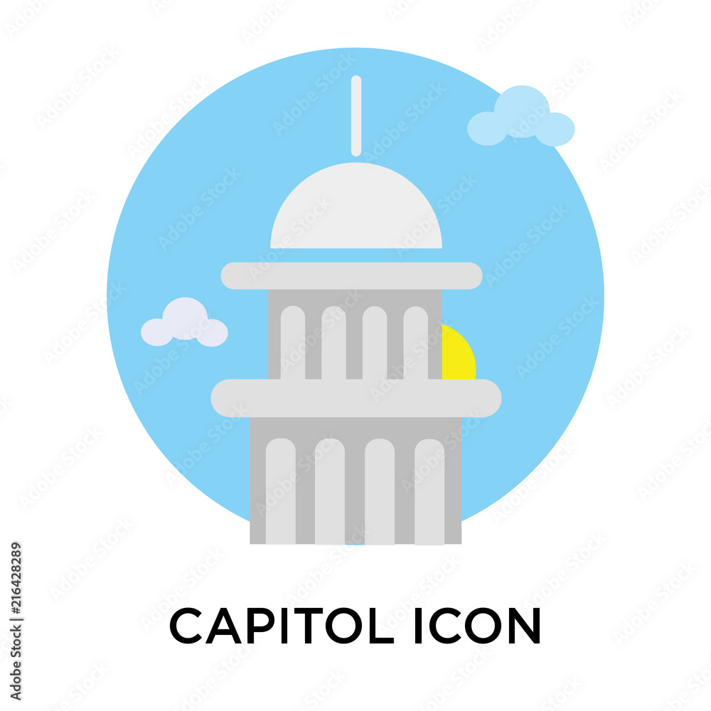 Capitol icon vector sign and symbol isolated on white background, Capitol logo concept Capitol icon vector sign and symbol isolated on white background, Capitol logo concept