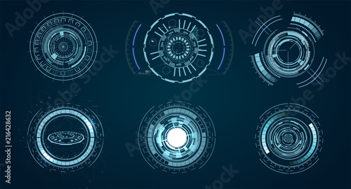 technological HUD elements, futuristic interface virtual reality. Hud futuristic template. circle digital of technology design