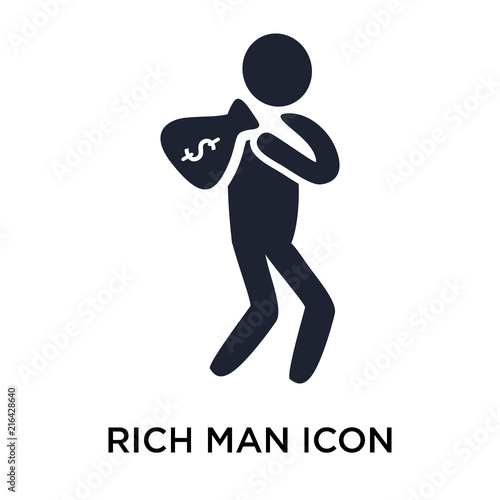 Rich man icon vector sign and symbol isolated on white background, Rich man logo concept