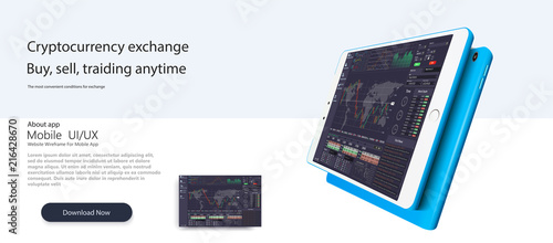 Web site template. Forex market, news and analysis. Binary option. Application screen for trading. Candles and indicators. HUD UI for business app.