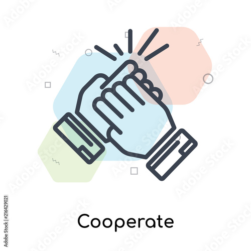 Cooperate icon vector sign and symbol isolated on white background, Cooperate logo concept