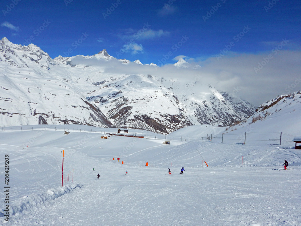 Matterhorn and Zermatt in winter