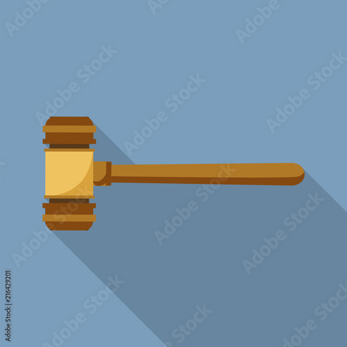 Judge wood hammer icon. Flat illustration of judge wood hammer vector icon for web design