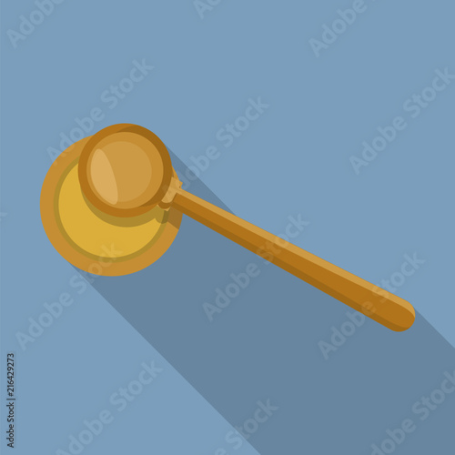 Top view judge gavel icon. Flat illustration of top view judge gavel vector icon for web design