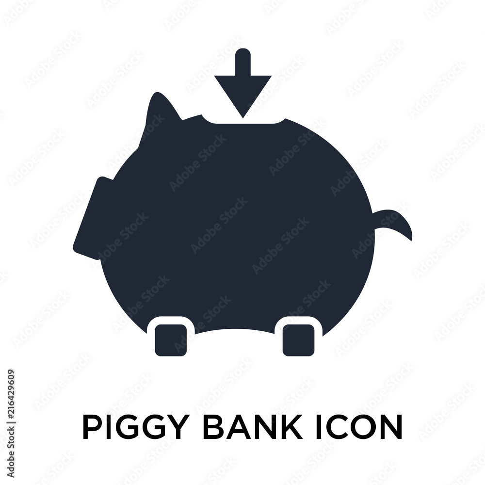 Obraz premium Piggy bank icon vector sign and symbol isolated on white background, Piggy bank logo concept