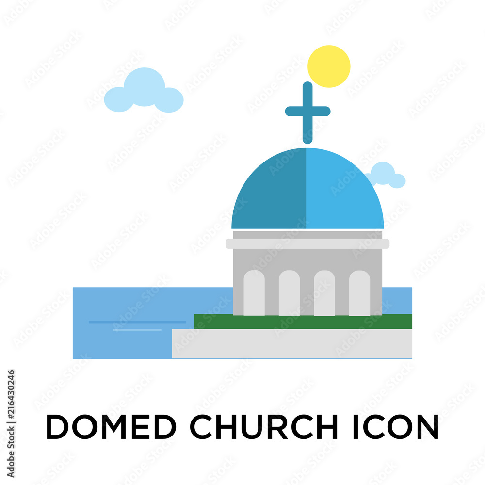 Blue domed church icon vector sign and symbol isolated on white background, Blue domed church logo concept