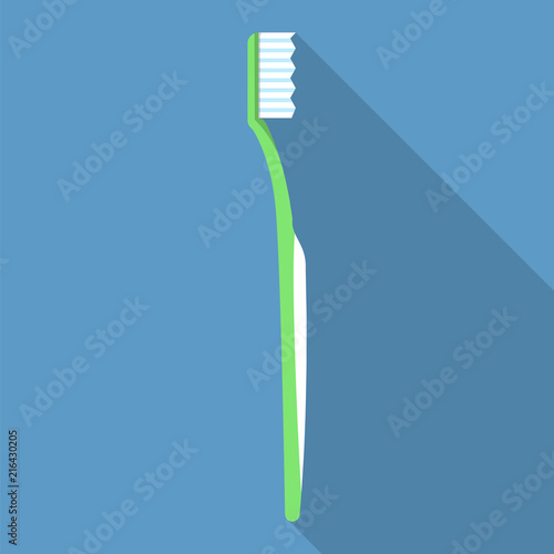 Green toothbrush icon. Flat illustration of green toothbrush vector icon for web design