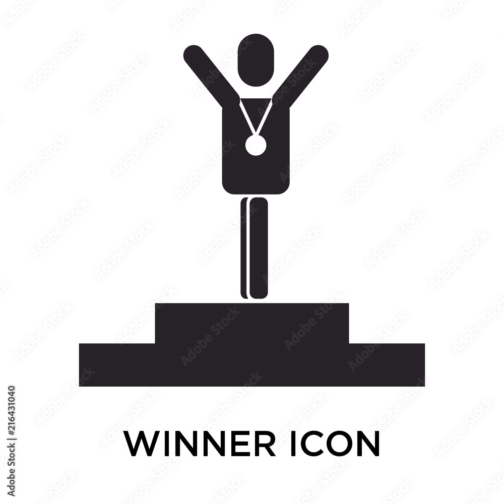 Obraz premium Winner icon vector sign and symbol isolated on white background, Winner logo concept