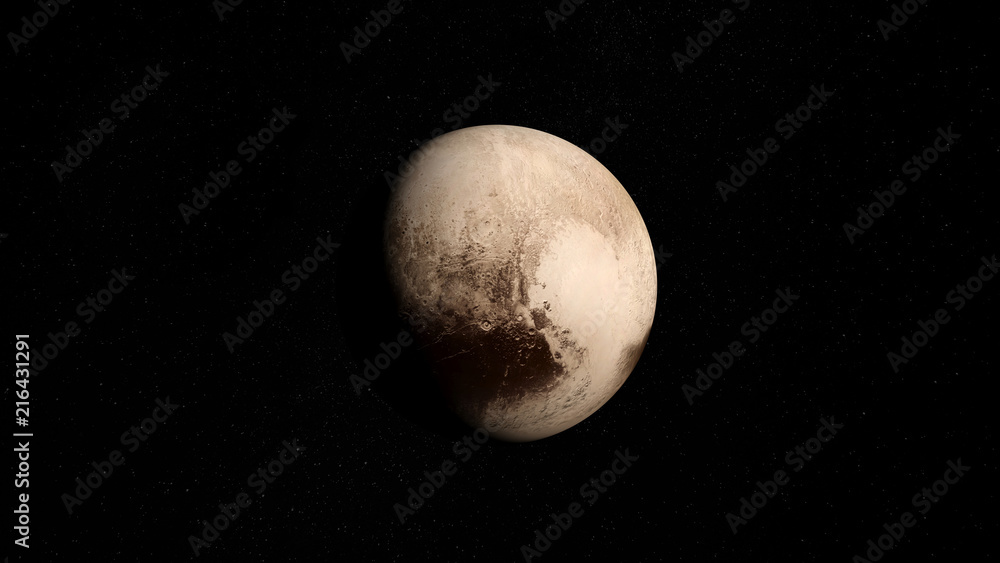 Obraz premium Planète naine Pluton - fond étoilé - rendu 3D