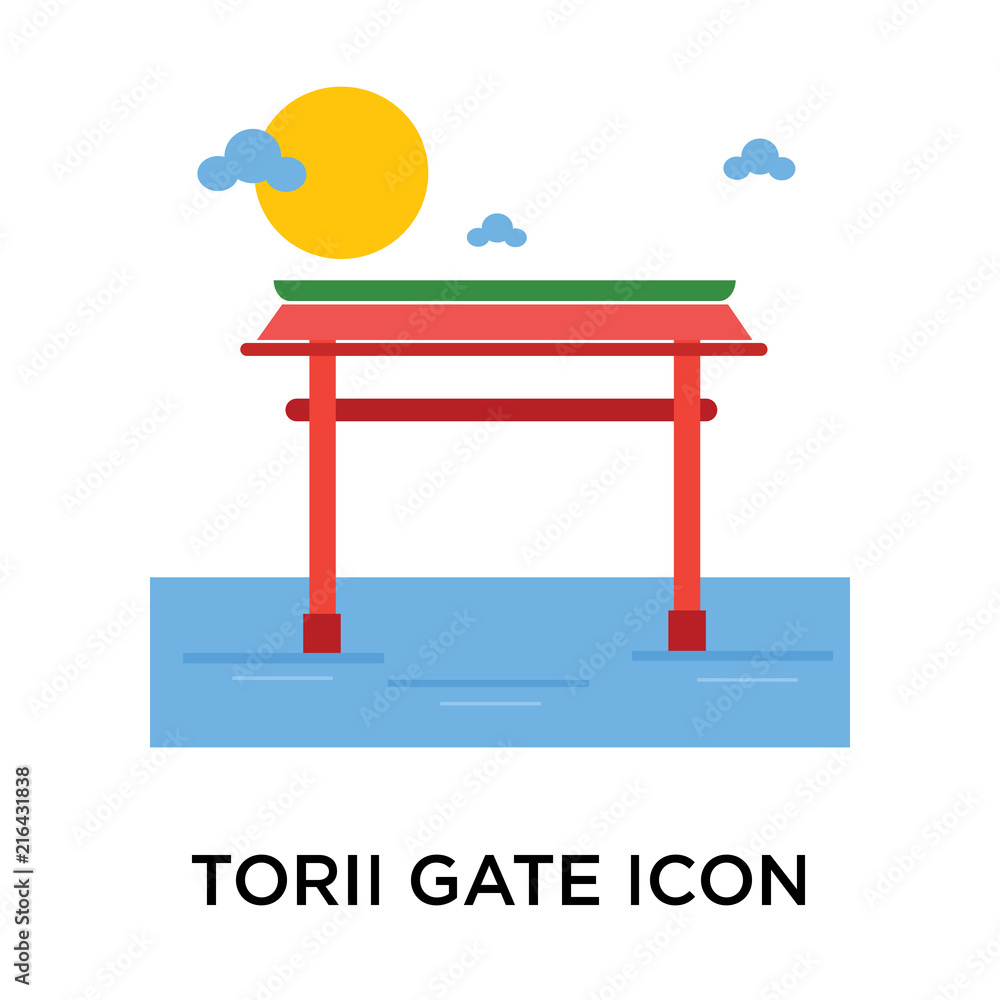 Torii gate icon vector sign and symbol isolated on white background, Torii gate logo concept