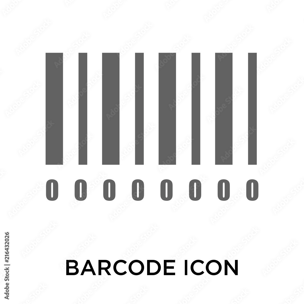 Barcode icon vector sign and symbol isolated on white background, Barcode logo concept Barcode icon vector sign and symbol isolated on white background, Barcode logo concept
