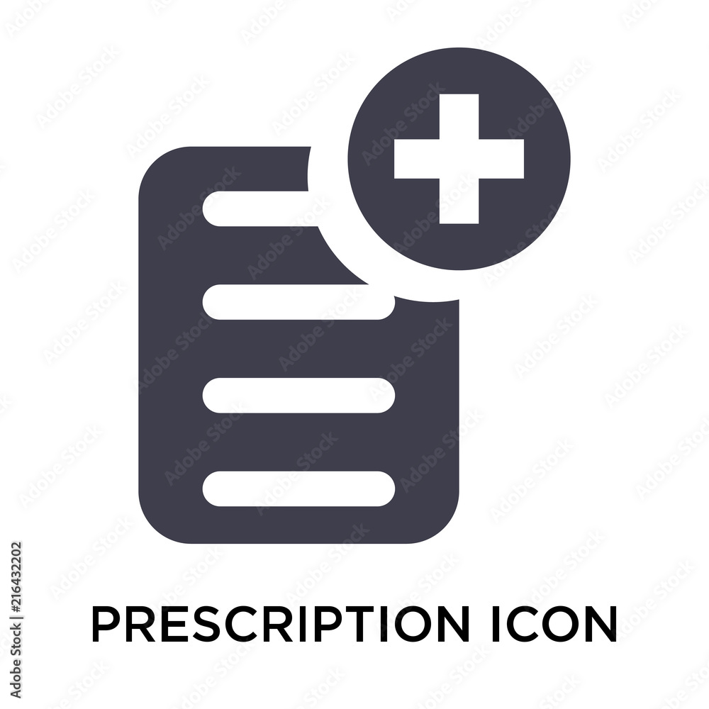Prescription icon vector sign and symbol isolated on white background, Prescription logo concept Prescription icon vector sign and symbol isolated on white background, Prescription logo concept