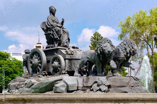 The fountain of Cibeles at Colonia Roma in Mexico City photo