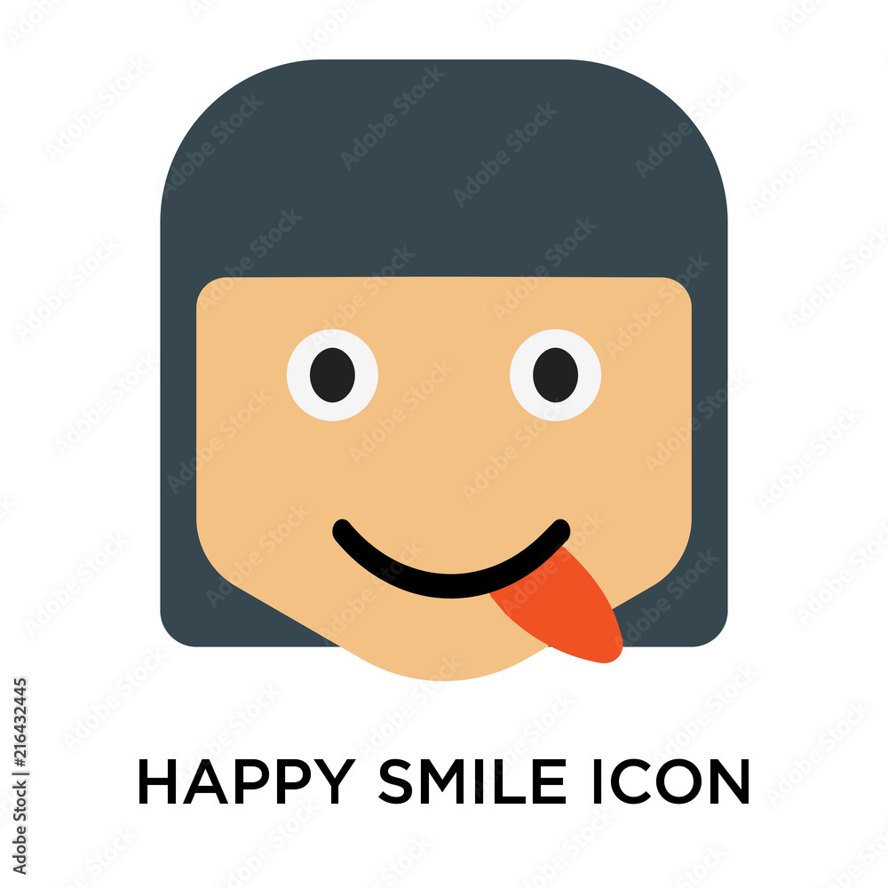 Fototapeta premium Happy smile icon vector sign and symbol isolated on white background, Happy smile logo concept
