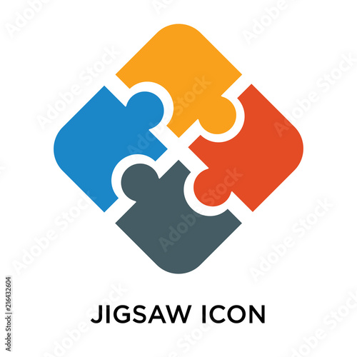 Jigsaw icon vector sign and symbol isolated on white background, Jigsaw logo concept