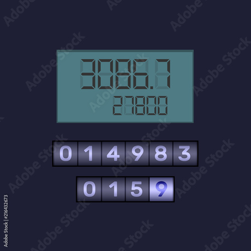 Instrument panel, indicator total mileage car. Devices for measuring distance.