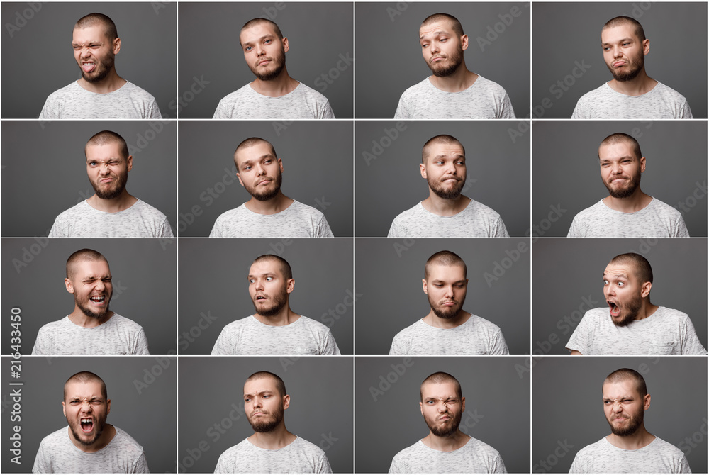 young man with different negative emotions young man with different negative emotions
