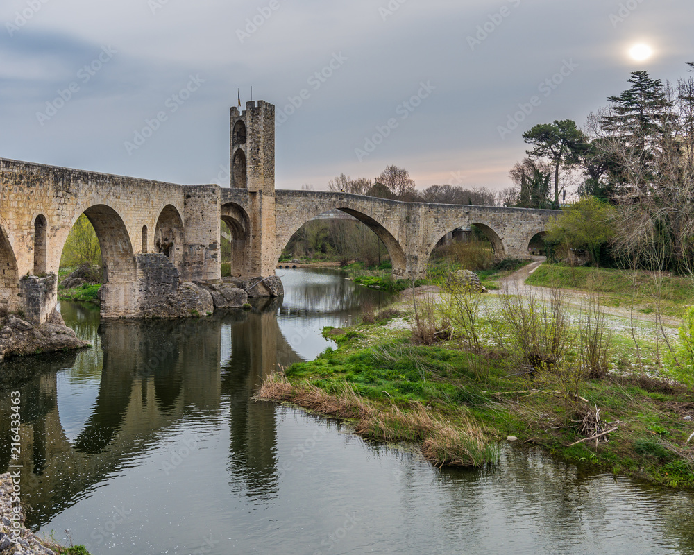 The Medieval bridge of the Besalu (Catalonia, Spain)