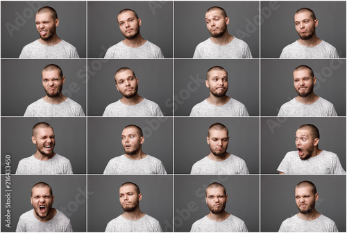 young man with different negative emotions photo