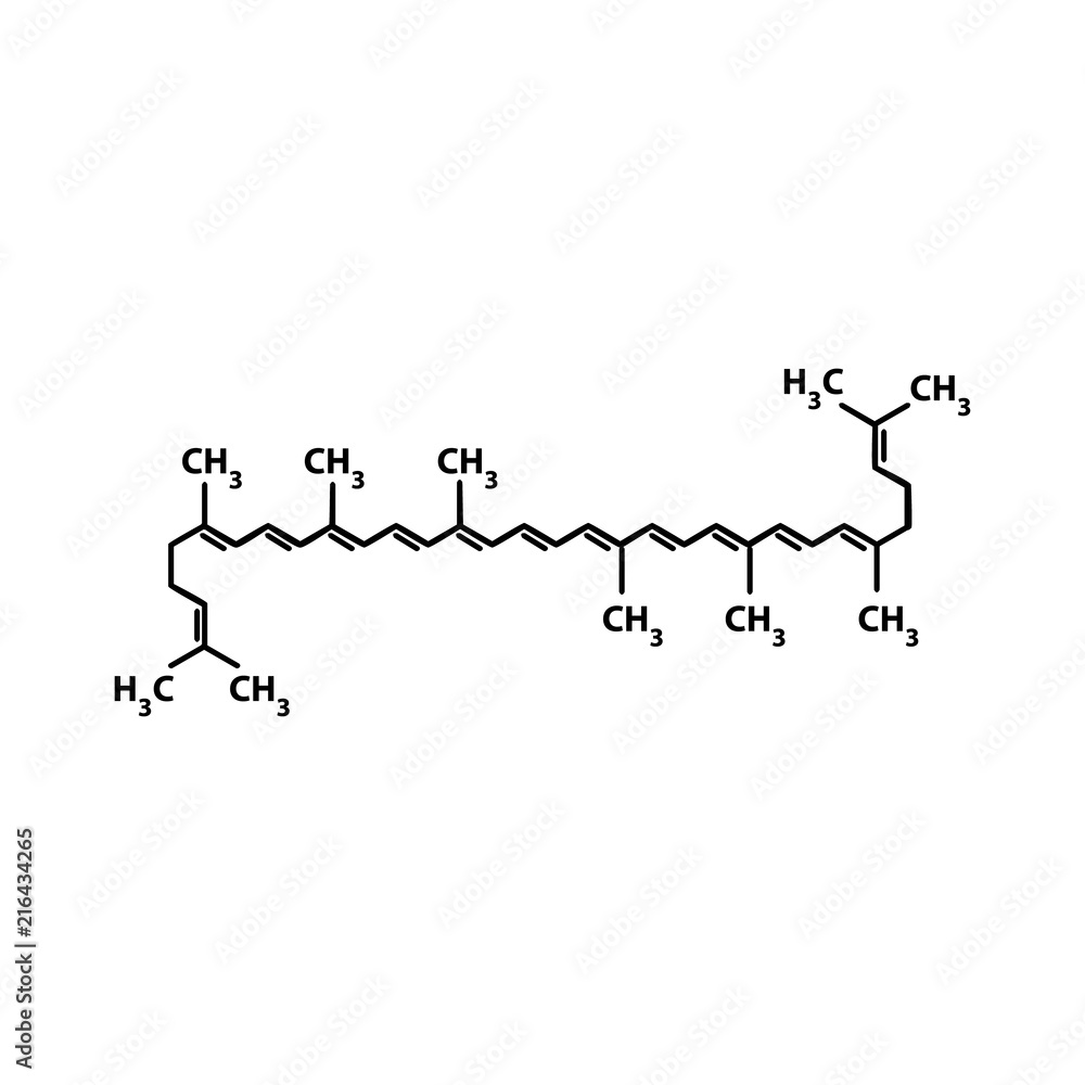 Lycopene is a chemical molecular formula. Vector illustration on isolated background.