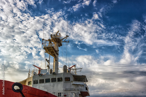 wheelhouse control panel for a modern industrial vessel photo