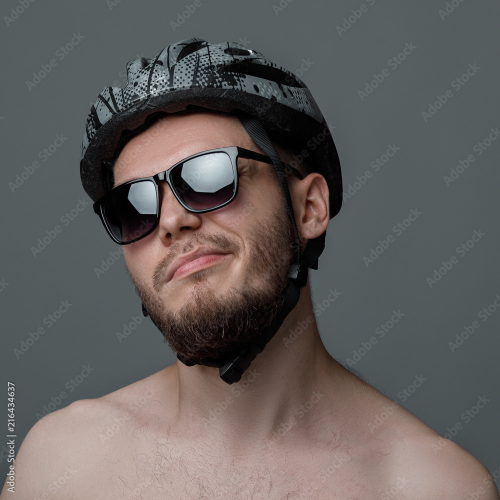 funny portrait of cyclist funny portrait of cyclist