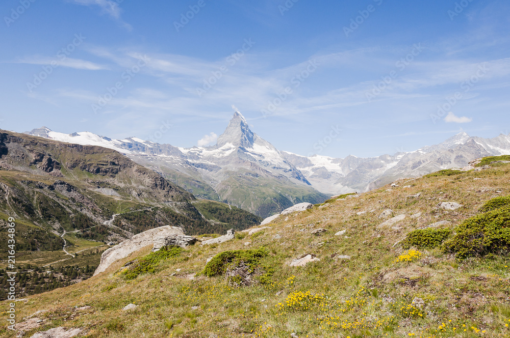 Zermatt, Wallis, Matterhorn, Alpen, Zmuttgletscher, Blauherd, Sunnegga, Furi, Zmutt, Riffelalp, Wanderweg, Walliser Berge, Sommer, Schweiz