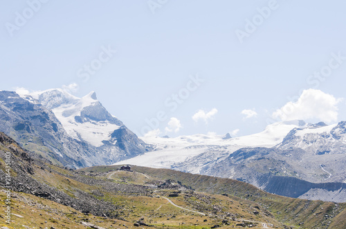 Zermatt, Adlerhorn, Findelgletscher, Fluhalp, Wanderweg, Blauherd, Strahlhorn, Alpen,Wallis, Walliser Berge, Sommer, Schweiz