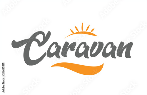 caravan black hand writing word text typography design logo icon