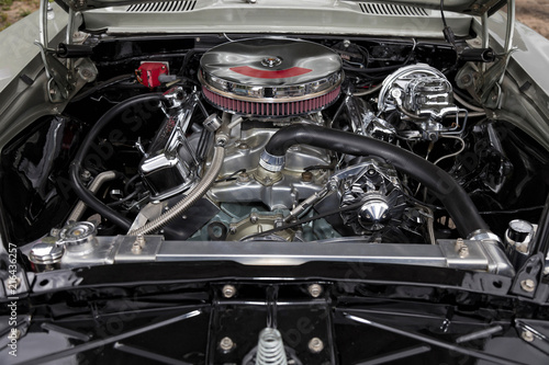Close-up of Car Engine, American Classic Car