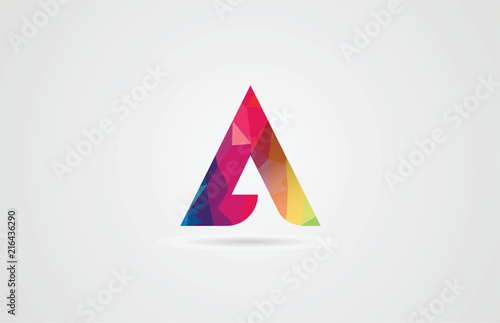 alphabet letter a logo design with rainbow colors