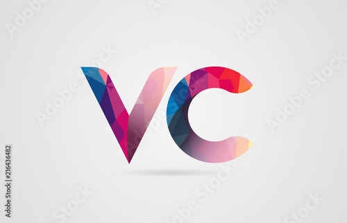 alphabet letter vc v c logo combination design