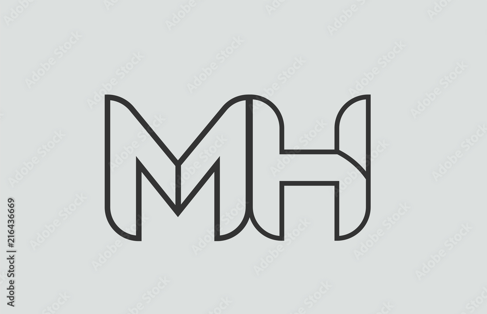 black and white alphabet letter mh m h logo combination black and white alphabet letter mh m h logo combination