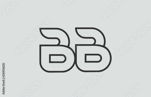 black and white alphabet letter bb b b logo combination