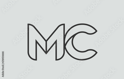 black and white alphabet letter mc m c logo combination