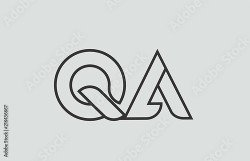 black and white alphabet letter qa q a logo combination